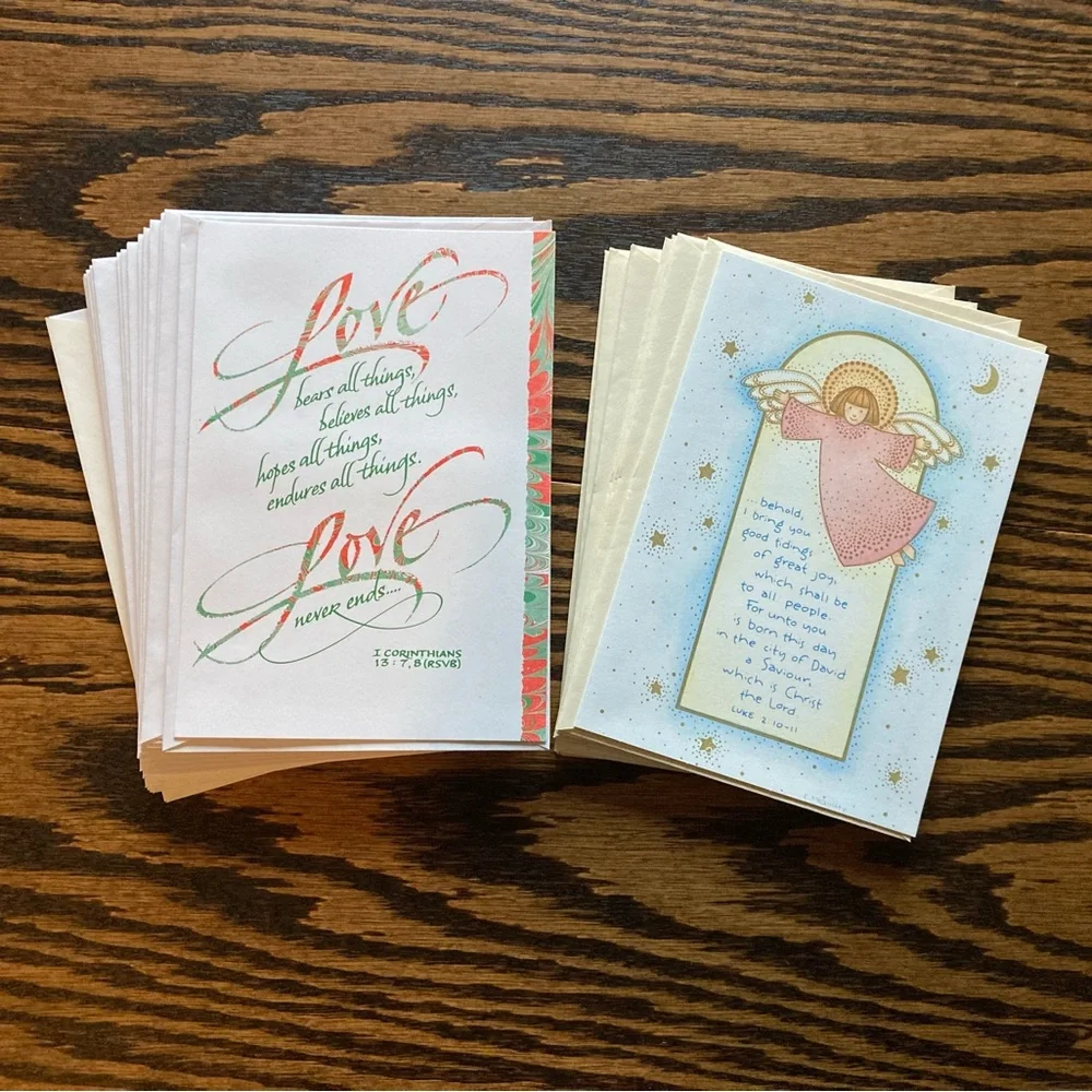 23 Unused Vintage Hallmark Ambassador Christian Christmas Cards Envelopes